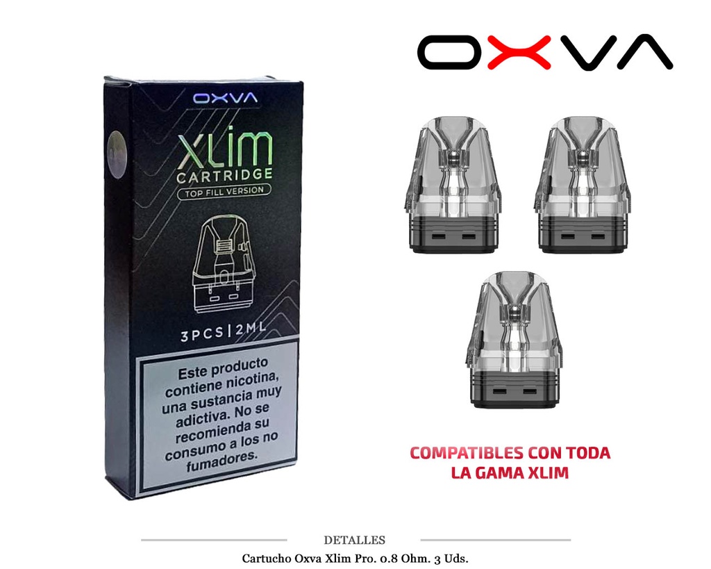 CARTUCHO OXVA XLIM PRO 0,8 OHM 3 UDS