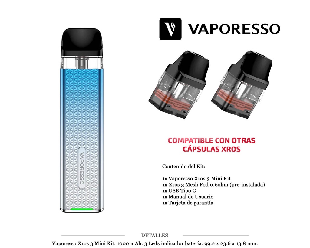 VAPORESSO XROS 3 MINI SKY BLUE KIT 1000 MAH