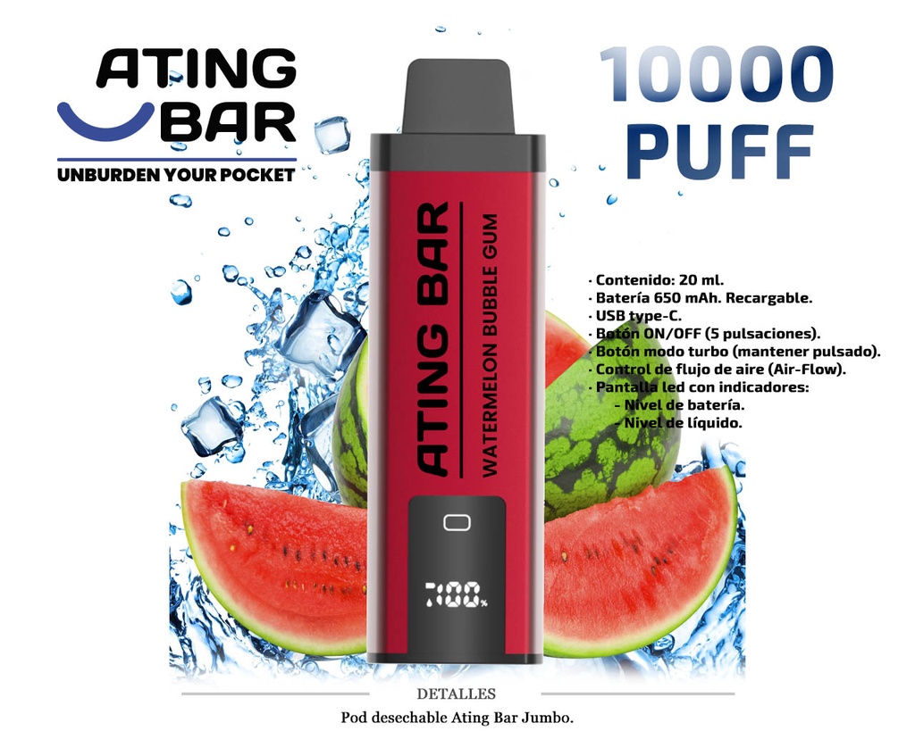 POD DES. ATING JUMBO VAPE WATERMELON ICE 0MG