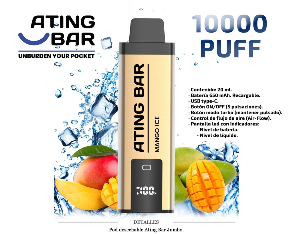 POD DES. ATING JUMBO VAPE MANGO ICE 0MG