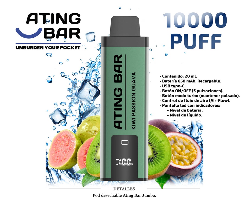 POD DES. ATING JUMBO VAPE KIWI PASSION FRUIT GUAVA 0MG