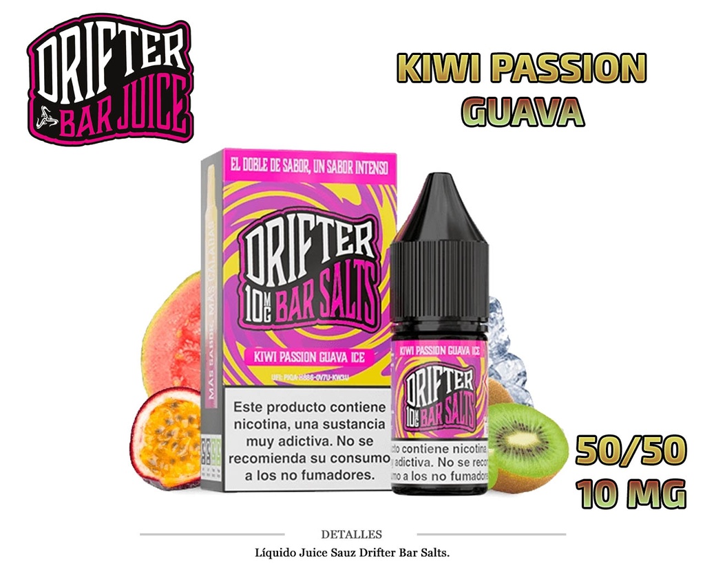 E-LIQUID DRIFTER SALT KIWI PASSION GUAVA 10MG 10ML