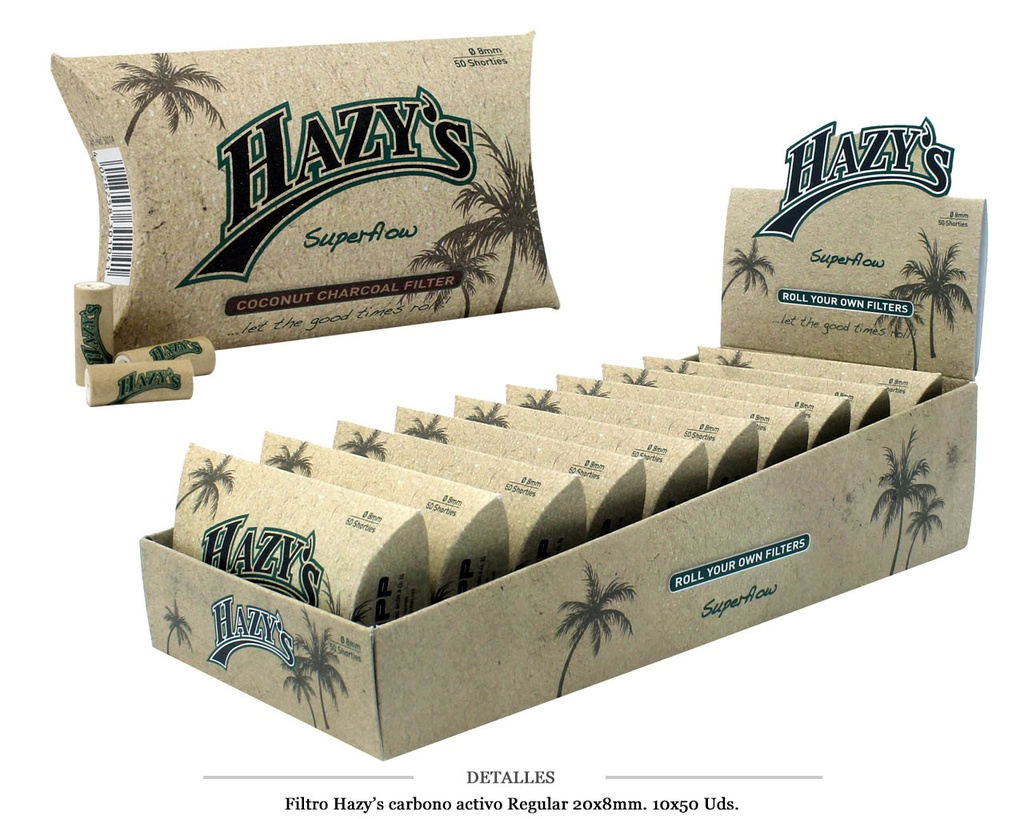 FILTRO HAZY'S COCONUT CHARCOAL 8MM F50 10 UDS
