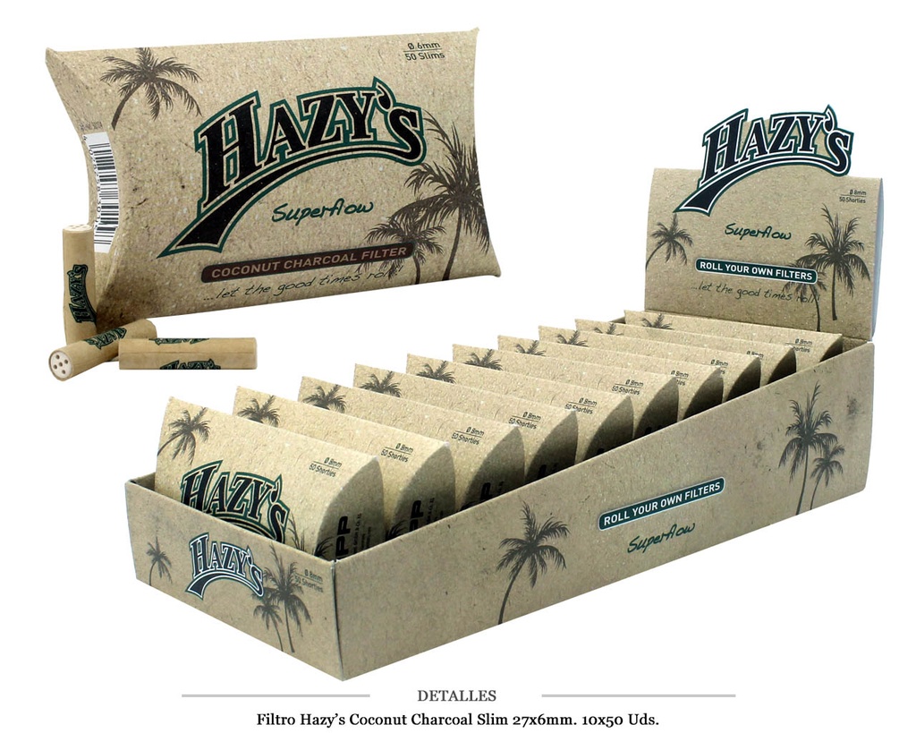 FILTRO HAZY'S COCONUT CHARCOAL 6MM F50 10 UDS