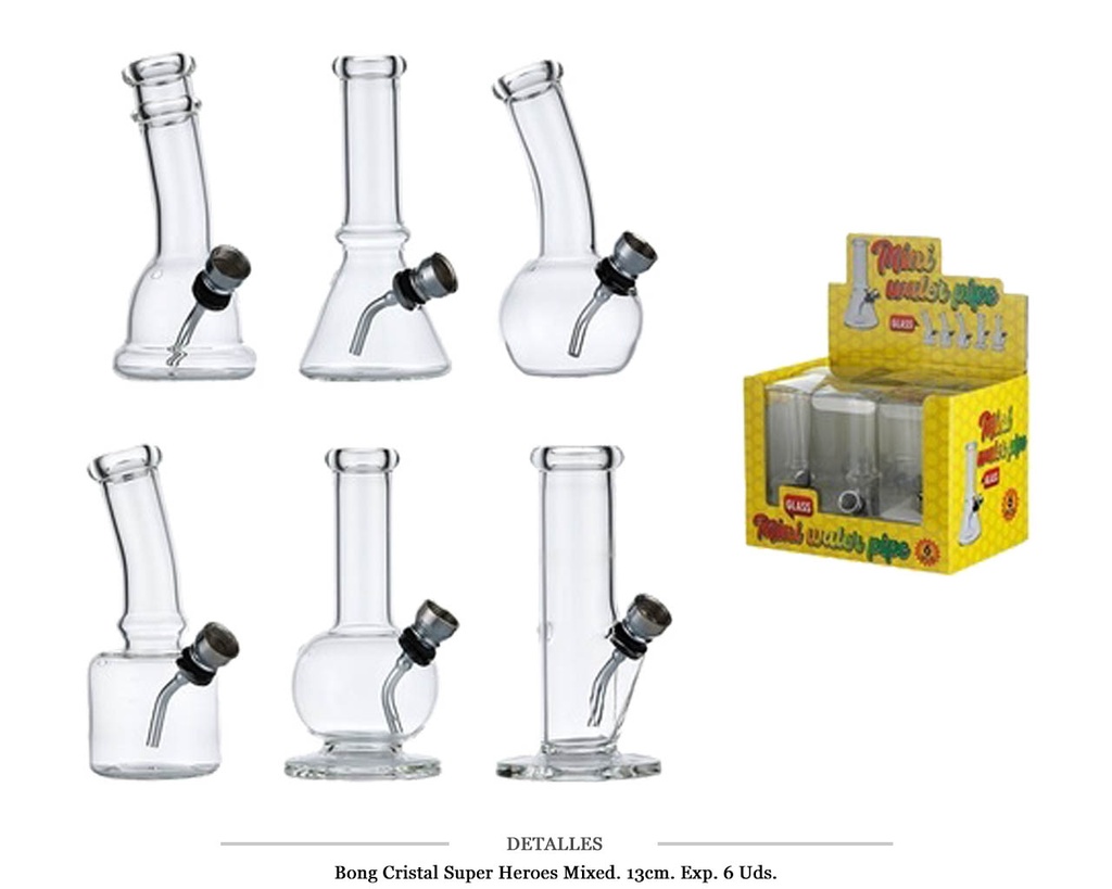 BONG CRISTAL SUPER HEROES MIXED 13CM 6 UDS