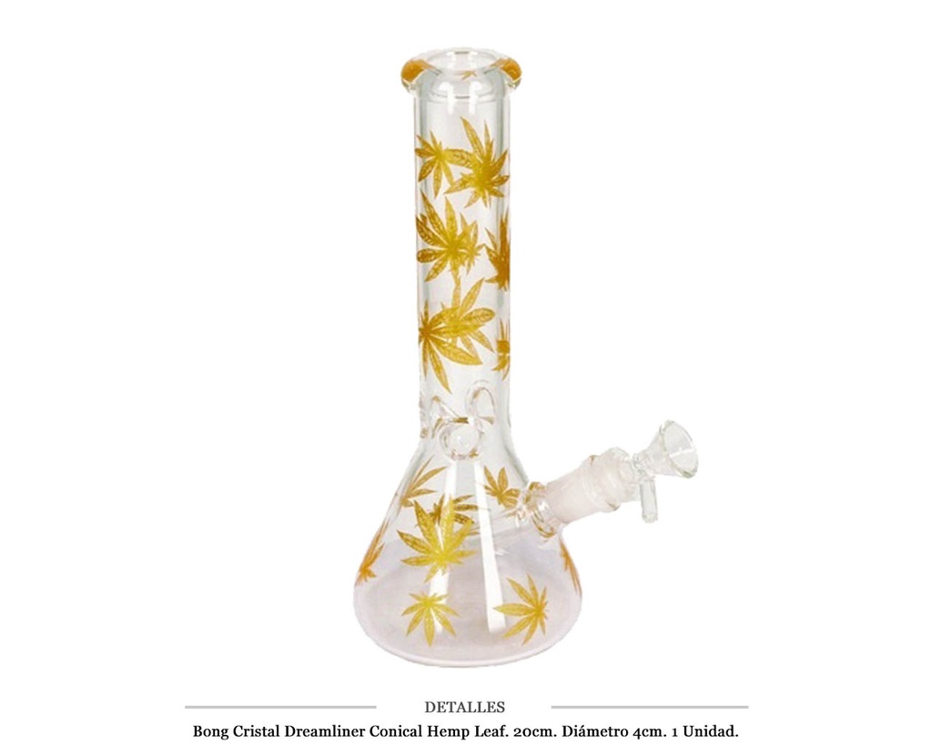 BONG CRISTAL DREAMLINER CONICAL HEMP LEAF 20CM 1 UD