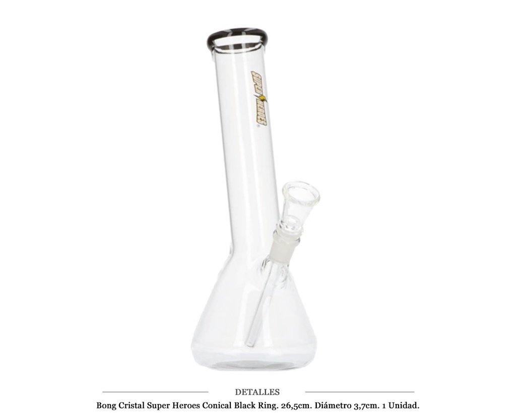 BONG CRISTAL SUPER HEROES CONICAL BLACK RING 26,5CM 1 UD