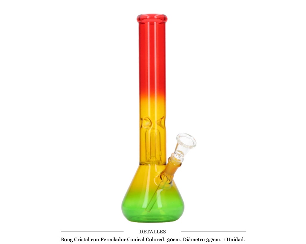 BONG CRISTAL C/PERCOLADOR CONICAL COLORED 30CM 1 UD