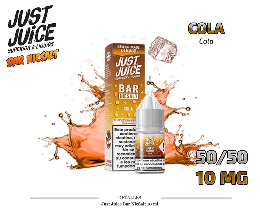 E-LIQUID JUST JUICE BAR SALT COLA 10MG 10ML