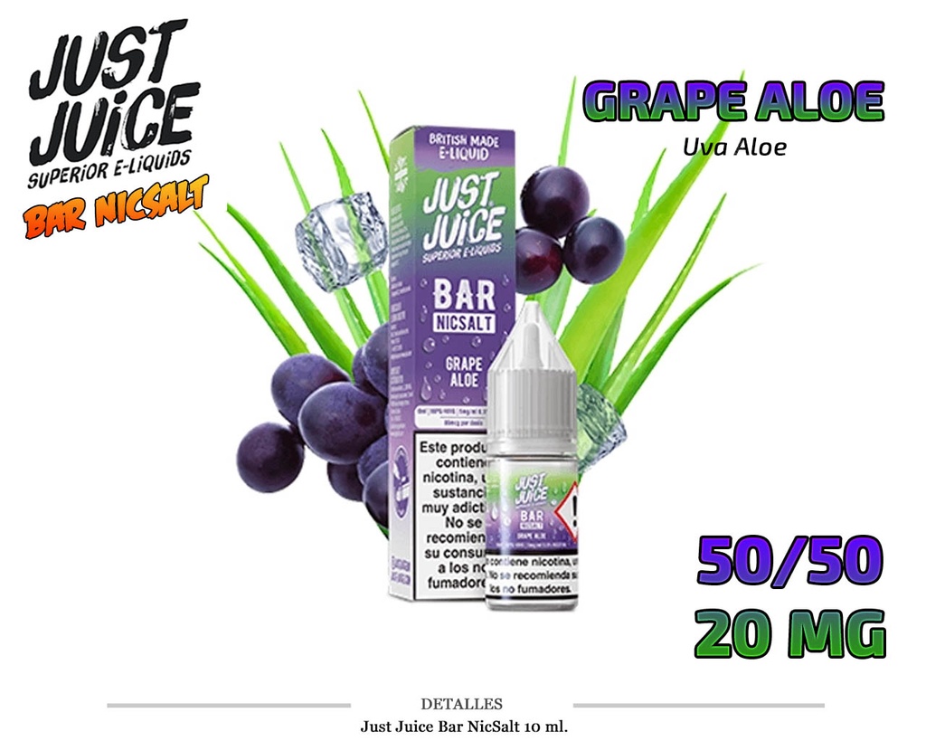 E-LIQUID JUST JUICE BAR SALT GRAPE ALOE 20MG 10ML