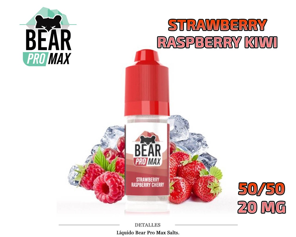 E-LIQUID BEAR PRO MAX SALTS STRAWBERRY RASPBERRY CHERRY 20MG 20ML