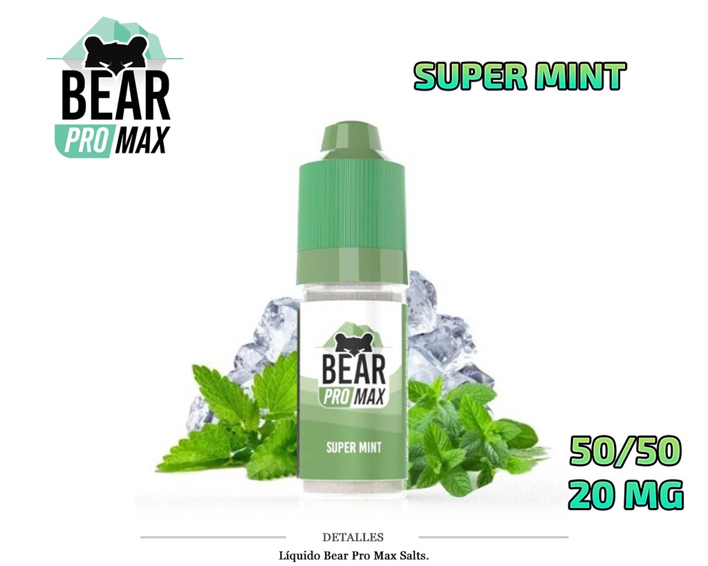 E-LIQUID BEAR PRO MAX SALTS SUPER MINT 20MG 20ML