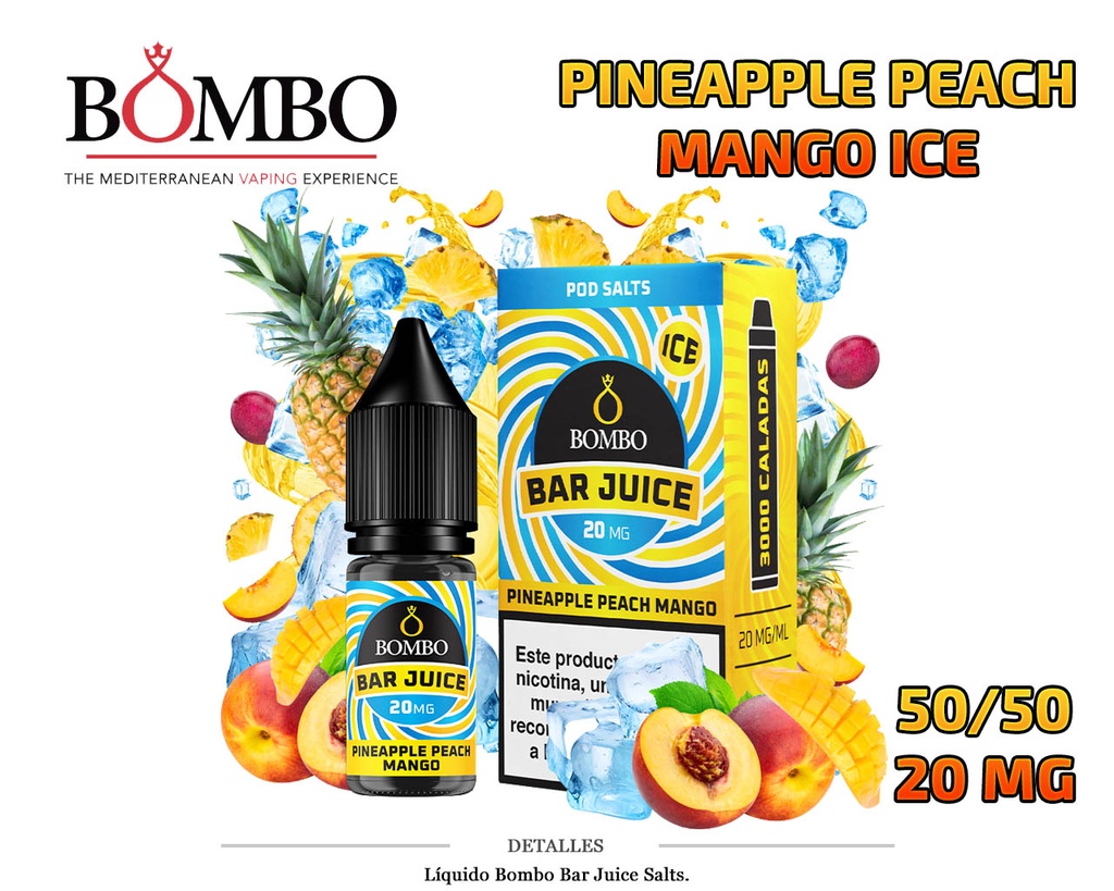 E-LIQUID BOMBO PINEAPPLE PEACH MANGO ICE 20MG 10ML