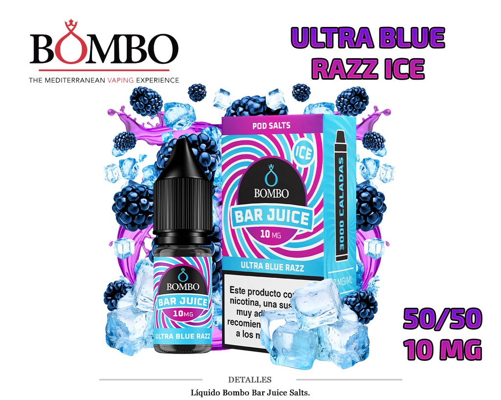 E-LIQUID BOMBO ULTRA BLUE RAZZ ICE 10MG 10ML