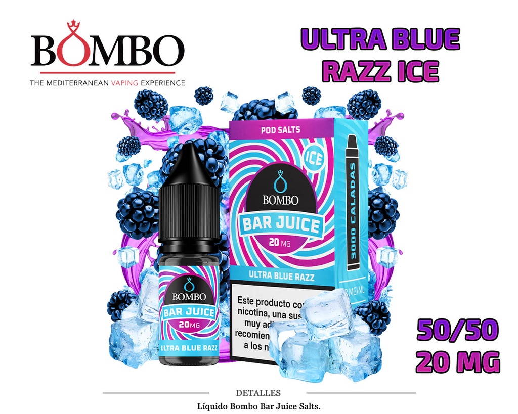 E-LIQUID BOMBO ULTRA BLUE RAZZ ICE 20MG 10ML