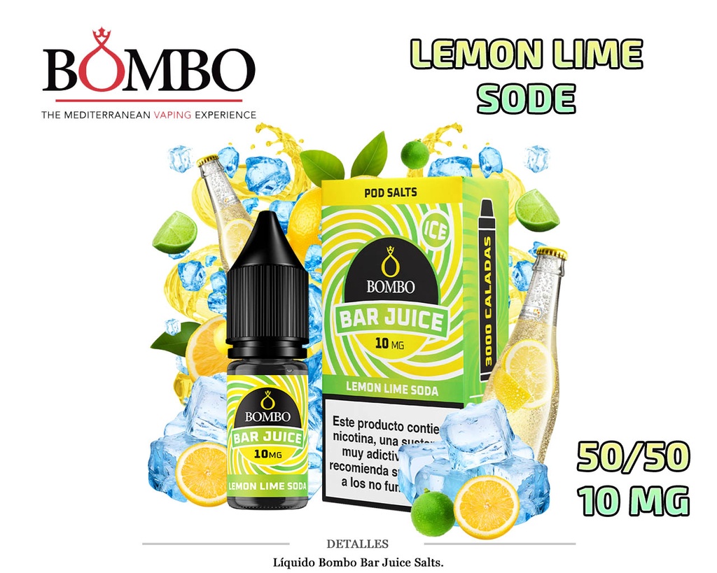 E-LIQUID BOMBO LEMON LIME SODA ICE 10MG 10ML