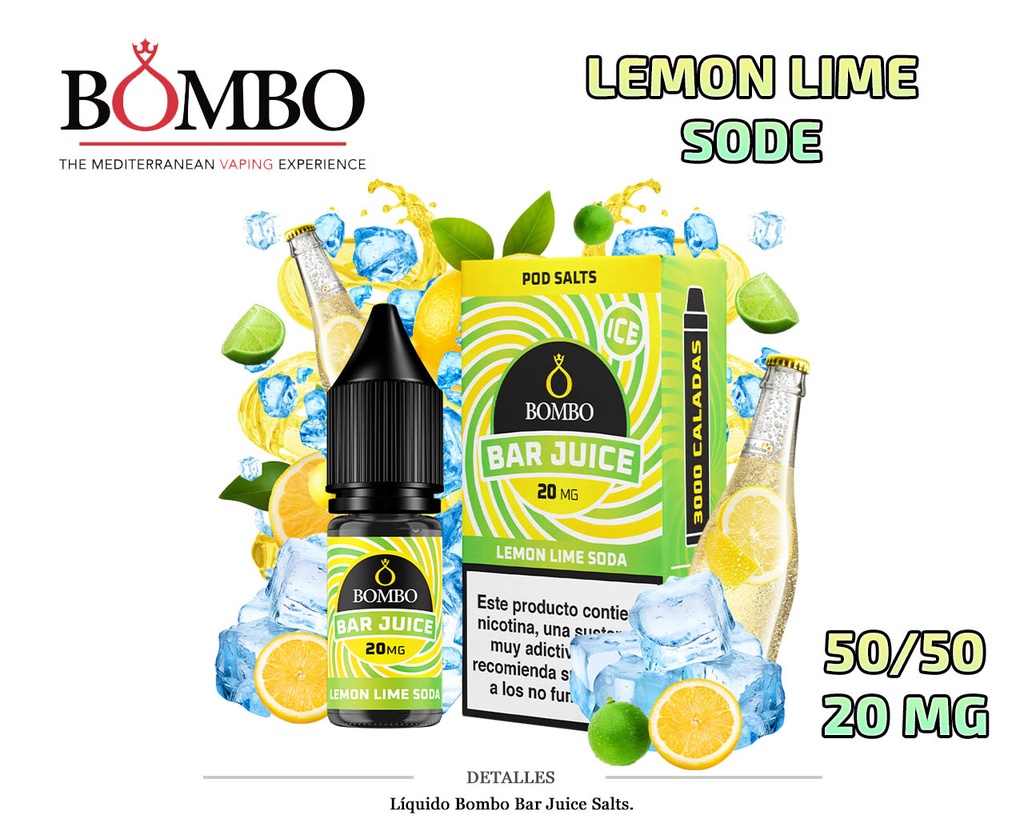 E-LIQUID BOMBO LEMON LIME SODA ICE 20MG 10ML