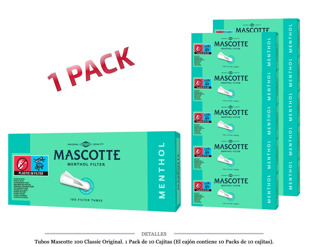 TUBOS MASCOTTE 100 MENTHOL 10X100 1 PACK