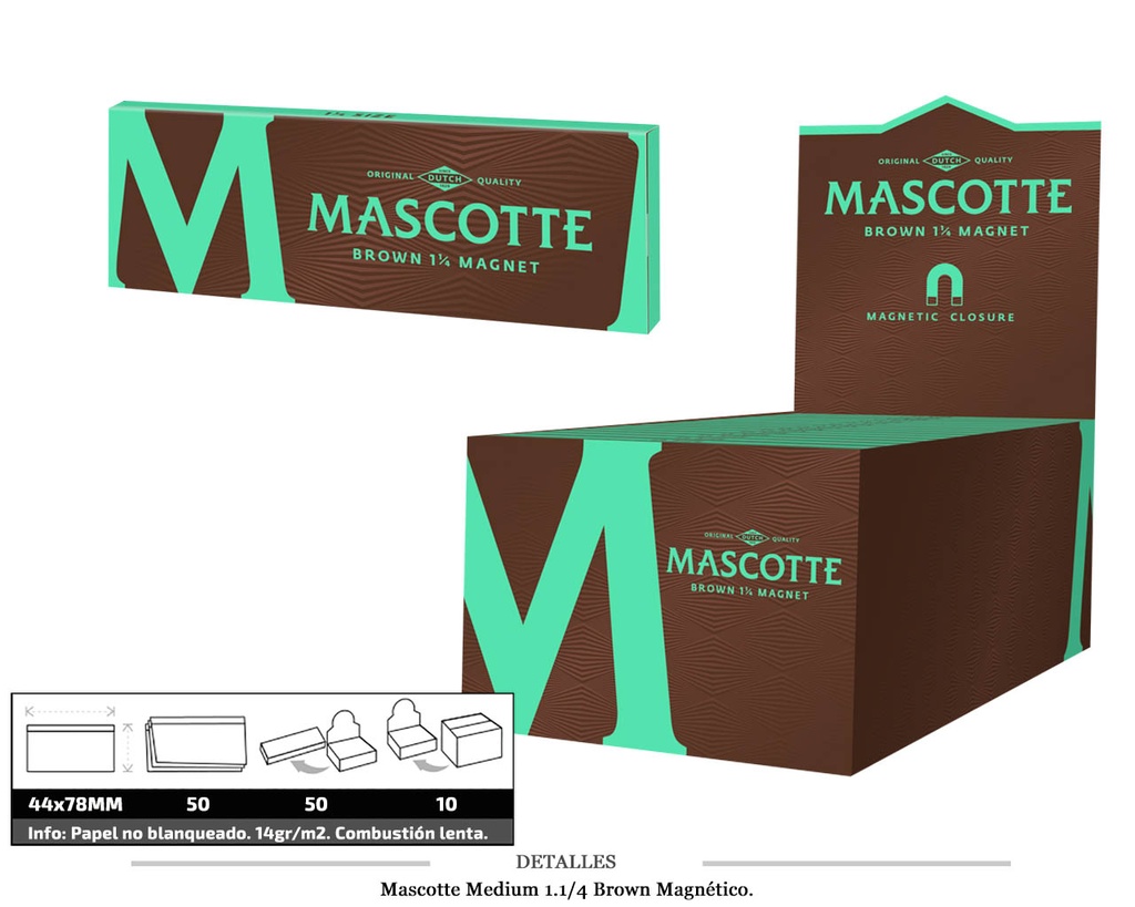 MASCOTTE MEDIUM 1.1/4 BROWN MAGNETICO 50 UDS