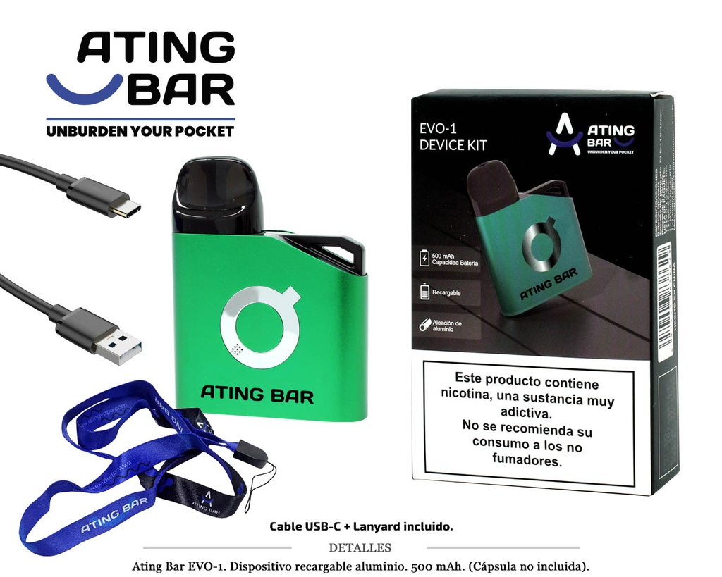 BATERIA ATING EVO-1 VERDE 500 MAH