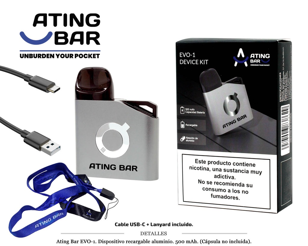 BATERIA ATING EVO-1 GRIS 500 MAH