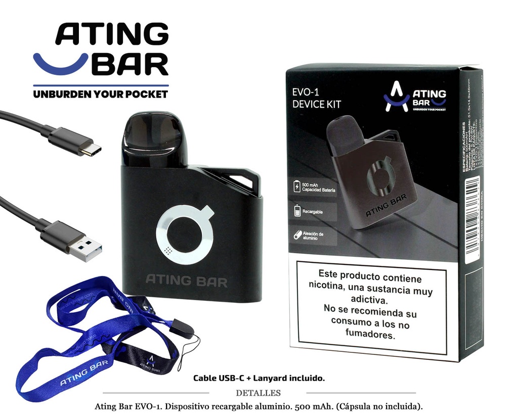 BATERIA ATING EVO-1 NEGRA 500 MAH