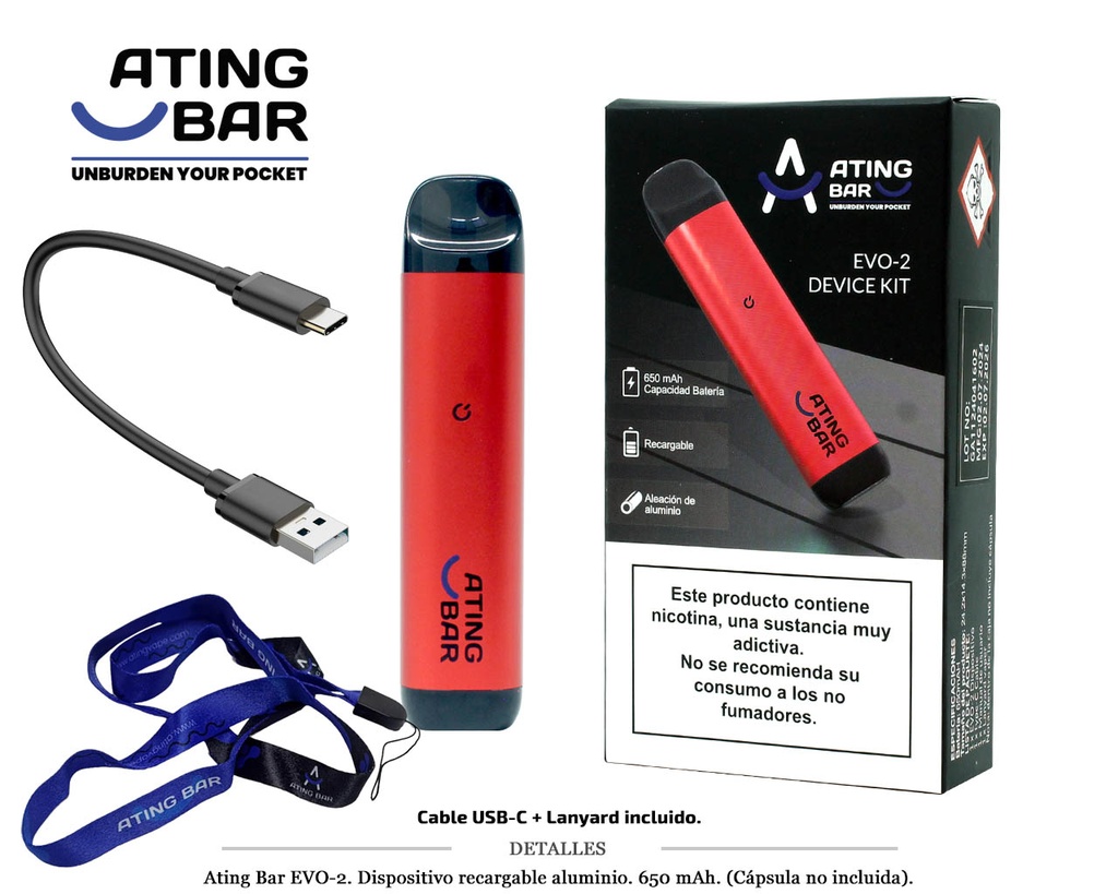 BATERIA ATING EVO-2 ROJA 650 MAH