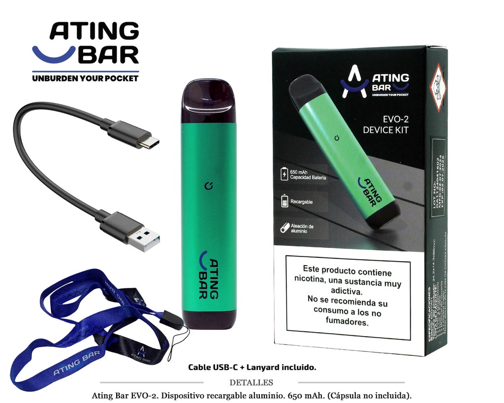 BATERIA ATING EVO-2 VERDE 650 MAH