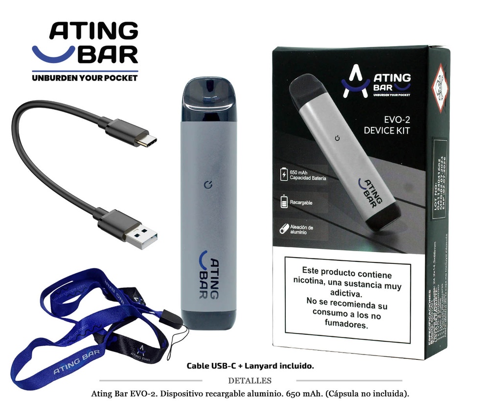 BATERIA ATING EVO-2 GRIS 650 MAH