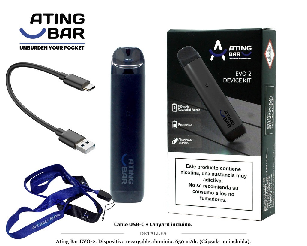 BATERIA ATING EVO-2 NEGRA 650 MAH