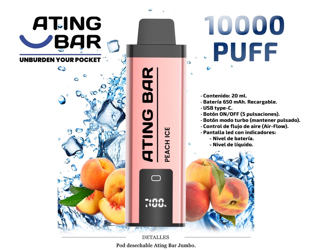 POD DES. ATING JUMBO VAPE PEACH ICE 0MG