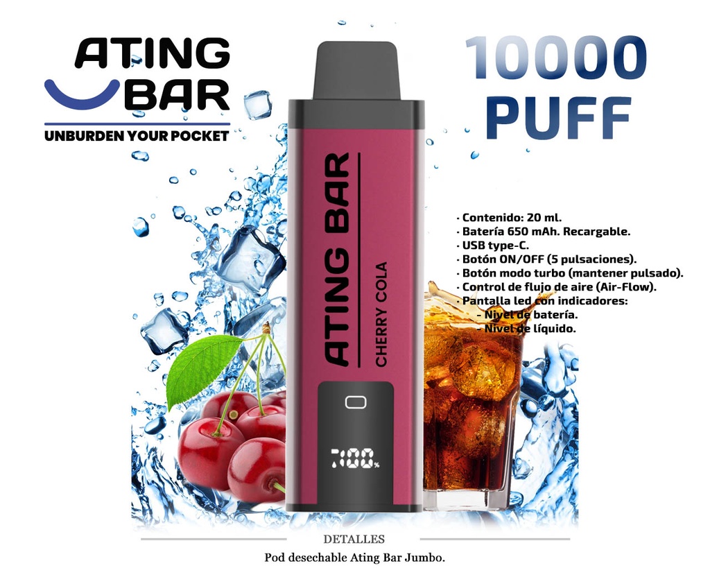 POD DES. ATING JUMBO VAPE CHERRY COLA 0MG