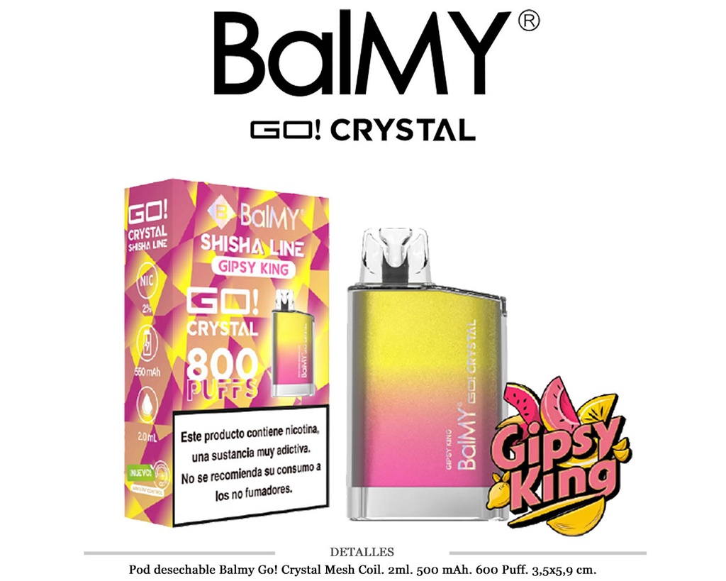 POD. DES. BALMY GO! CRYSTAL GIPSY KING SHISHA LINE 20MG 2ML