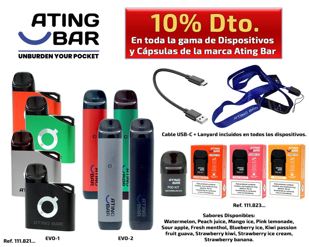 ATING BAR CAPSULAS Y DISPOSITIVOS + 10% DTO