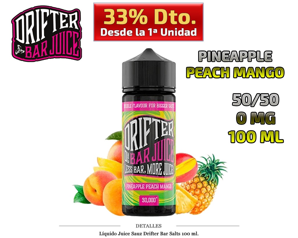 E-LIQUID DRIFTER SALT PINEAPPLE PEACH MANGO ICE 100ML