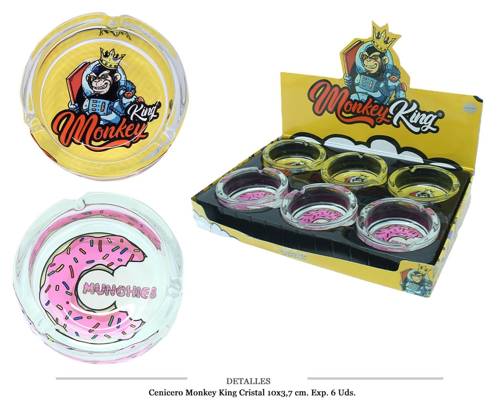 CENICERO MONKEY KING CRISTAL 10X3,7 CM 6 UDS