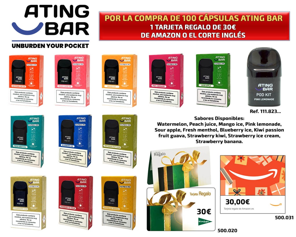 ATING BAR CAPSULAS + TARJETA REGALO 30€