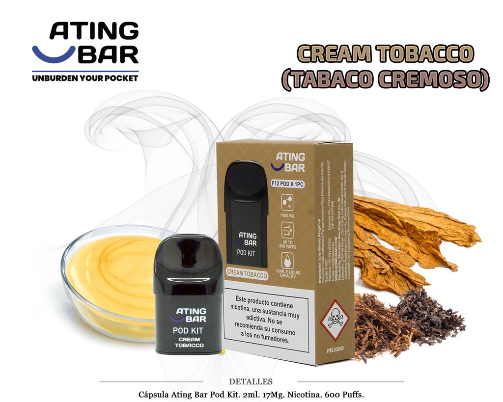 CAPSULA ATING CREAM TOBACCO 17MG 2ML