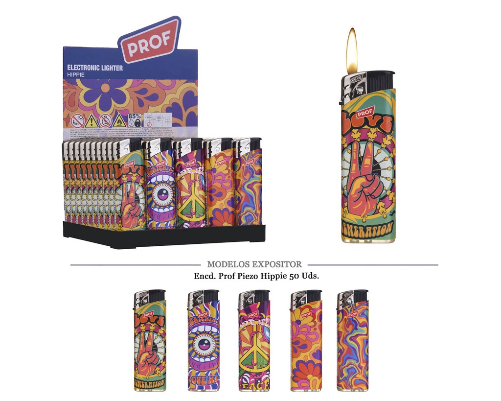 ENCD. PROF PIEZO RECARGABLE HIPPIE 50 UDS