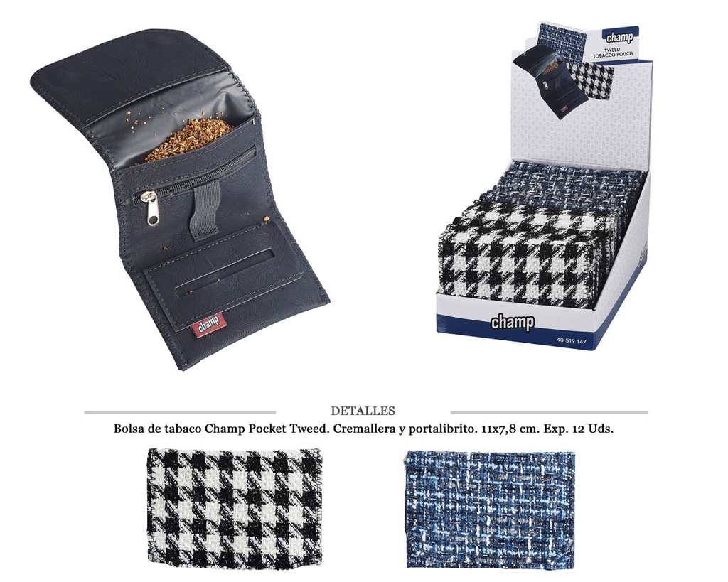 BOLSA TABACO CHAMP TWEED 11X7,8 CM 12 UDS