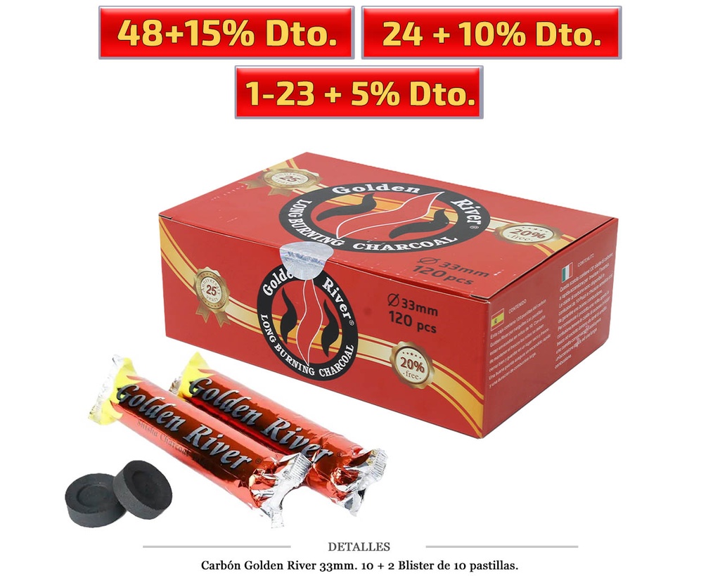 CARBON GOLDEN RIVER 33 MM 10+2 UDS