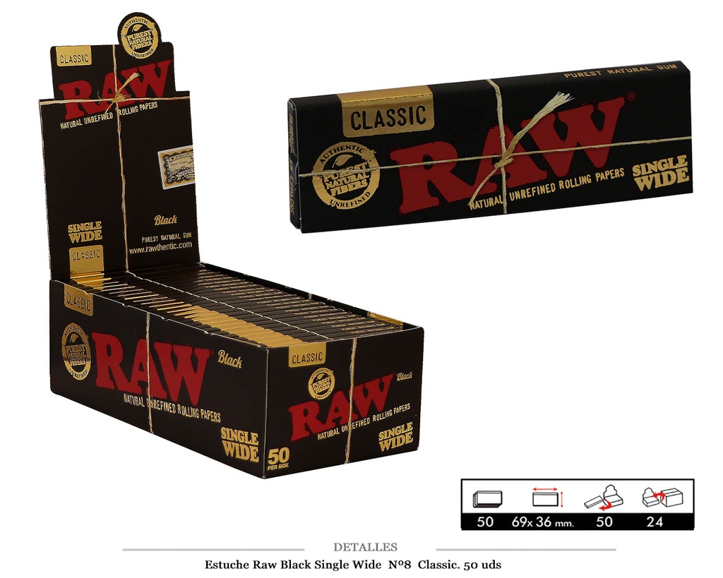 RAW BLACK SINGLE WIDE Nº8 CLASSIC 50 UDS