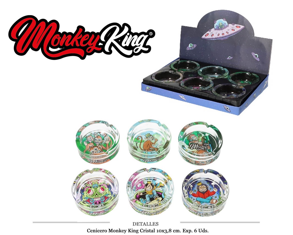 CENICERO MONKEY KING CRISTAL 10X3.8CM 6 UDS