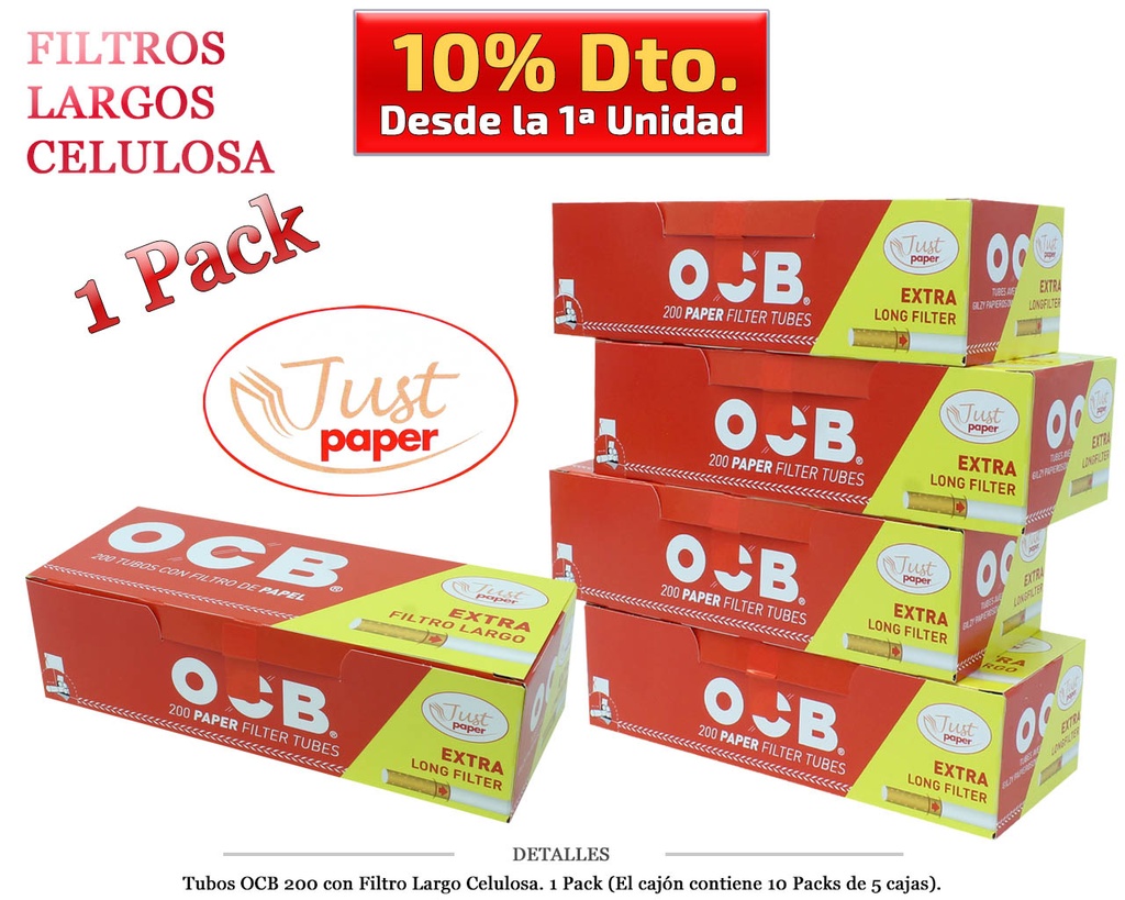 TUBOS OCB 200 LARGO CELULOSA 5x200 1 PACK