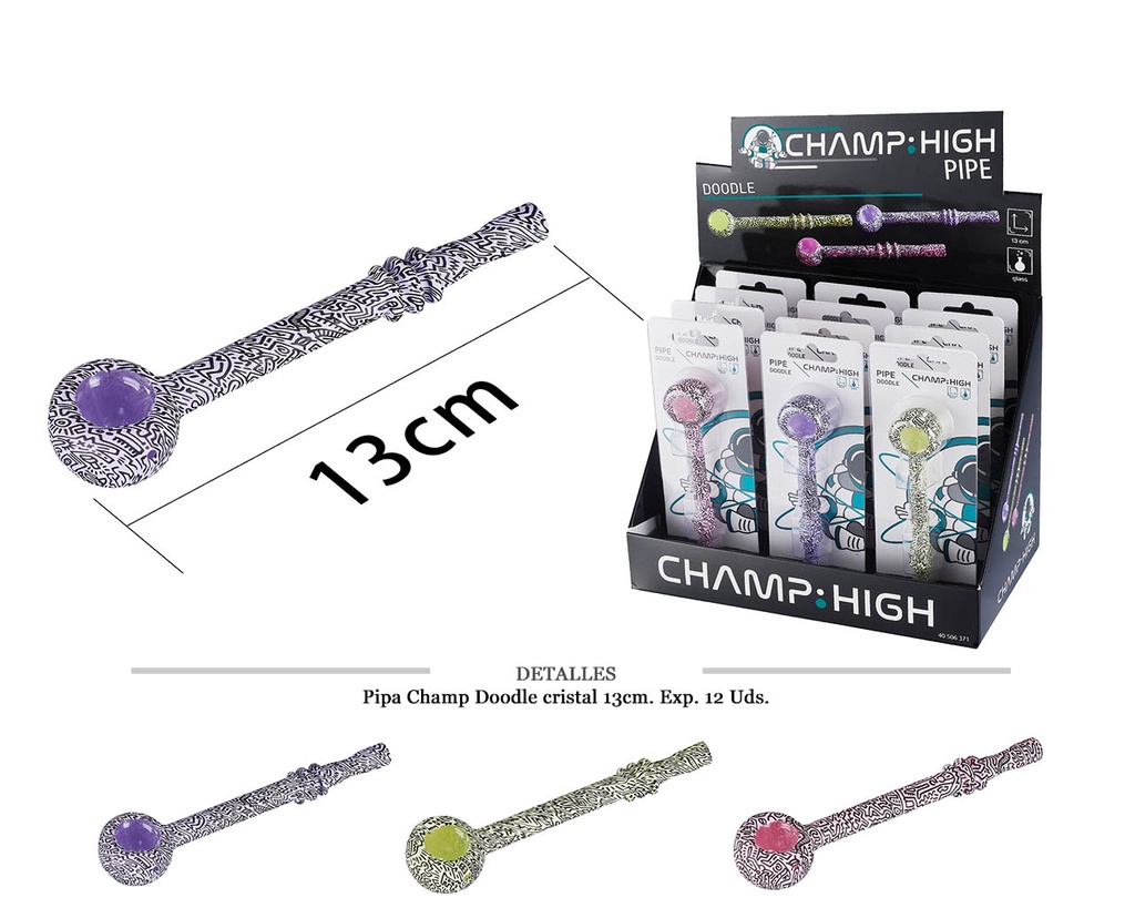 PIPA CRISTAL CHAMP DOODLE 13CM 12 UDS