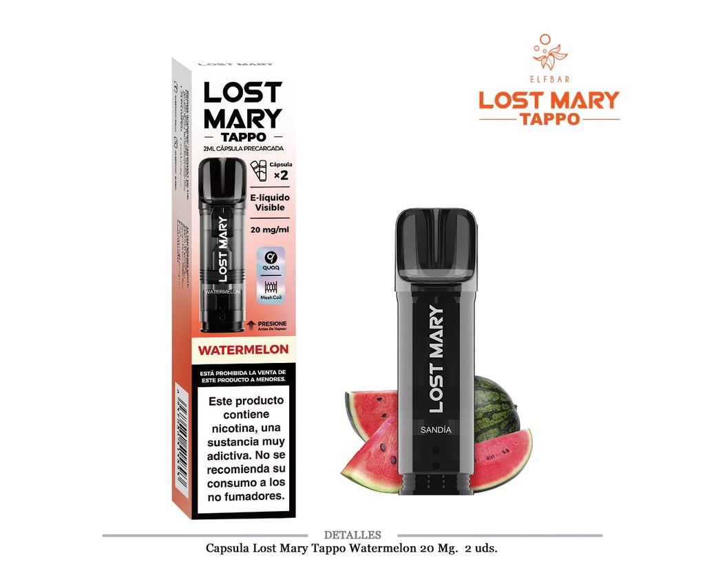 CAPSULA LOST MARY TAPPO WATERMELON 2 UD 20MG 4ML