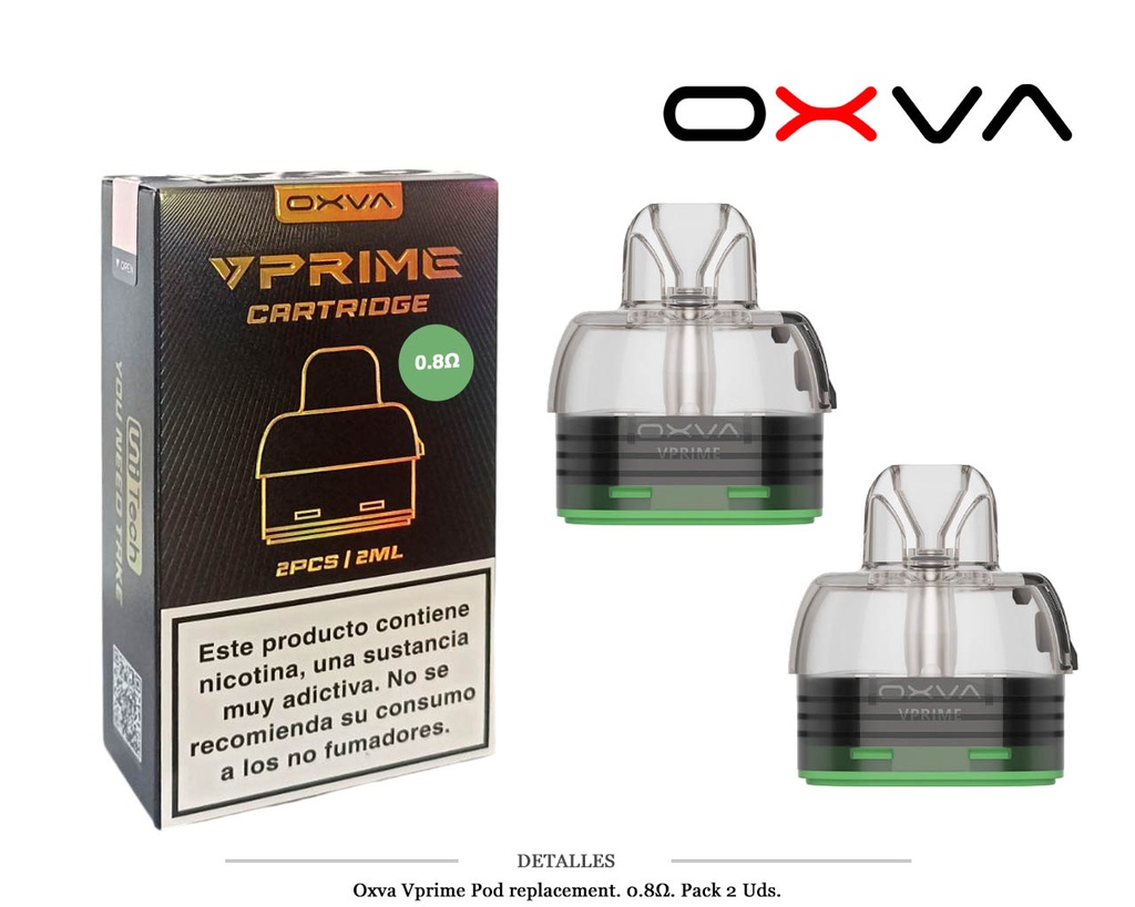 CARTUCHO OXVA VPRIME  0,8 OHM 2 UDS