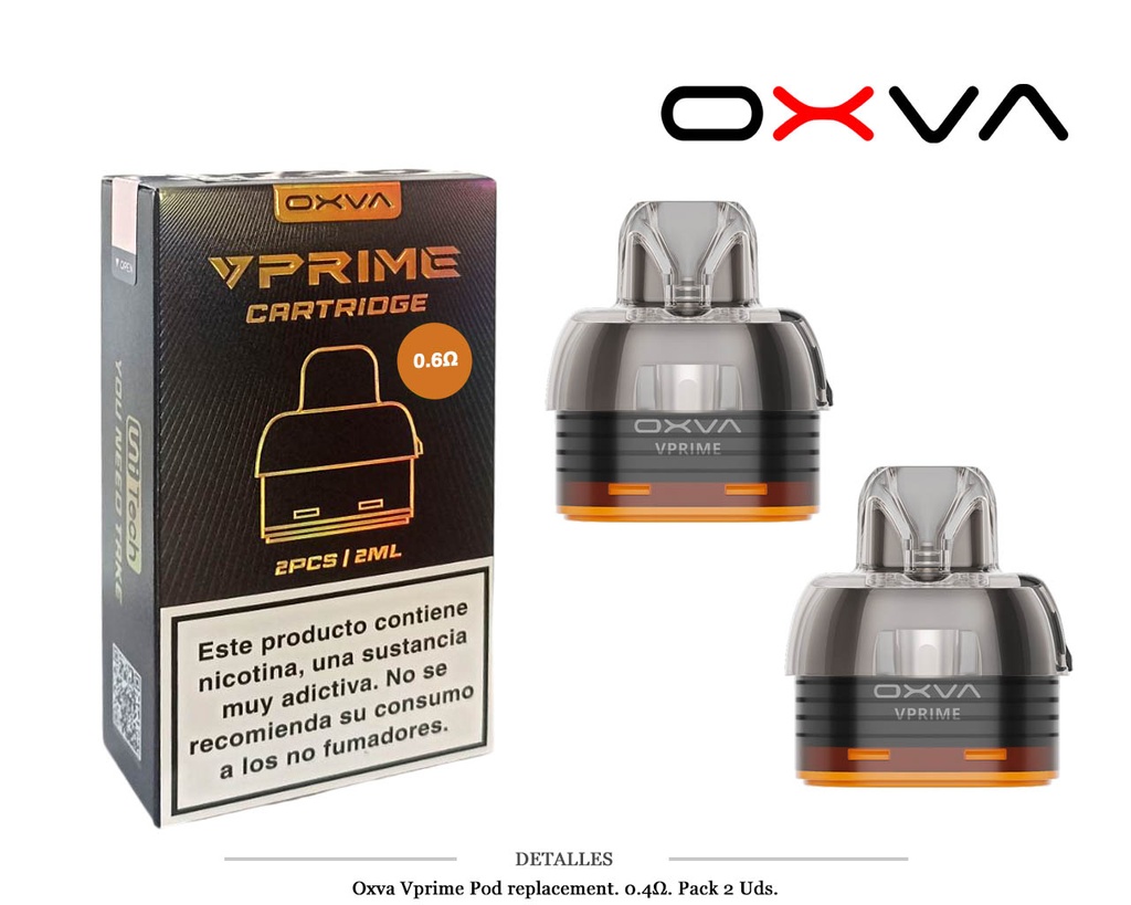 CARTUCHO OXVA VPRIME  0,4 OHM 2 UDS