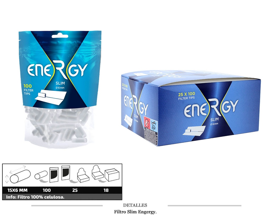 FILTRO ENERGY SLIM 6MM 25X100 UDS