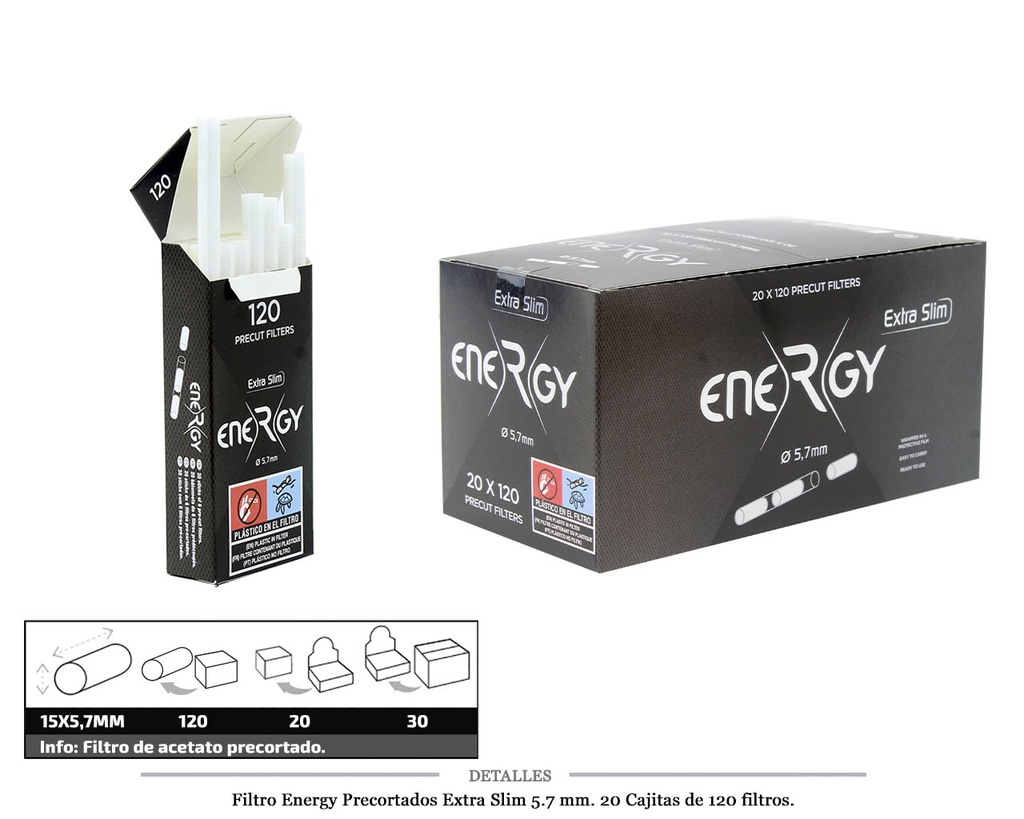 FILTRO ENERGY POPATIPS 5,7MM 20X120 UDS